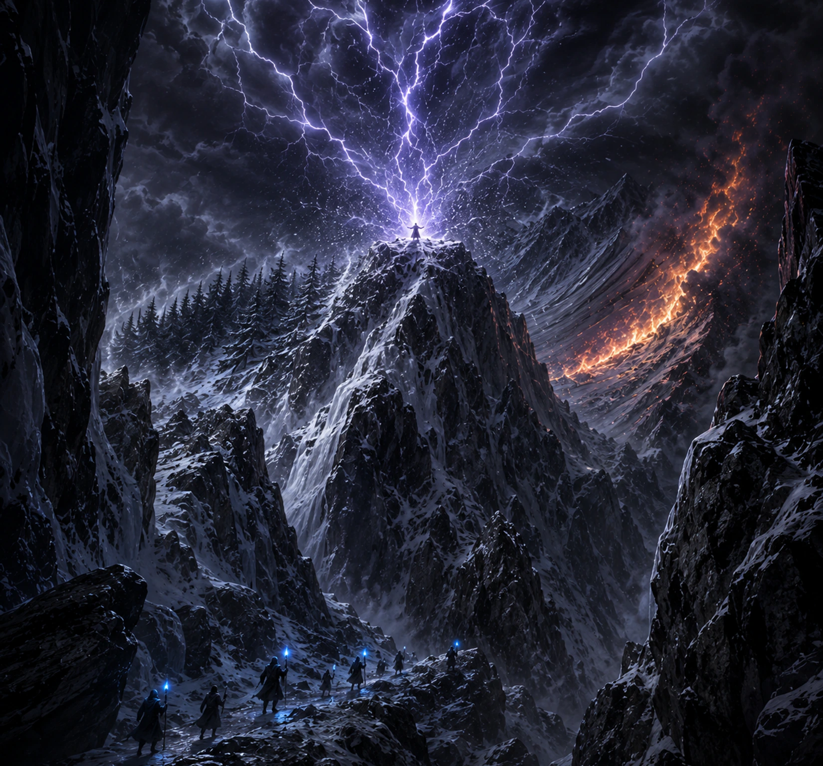 Mordenkainen déchaînant sa magie sur le mont Baratok